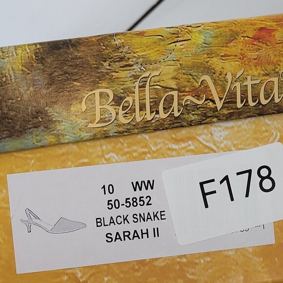 NEW Bella Vita Sarah II Womens 10 Black Snake Slingback    6CT - Picture 9 of 9